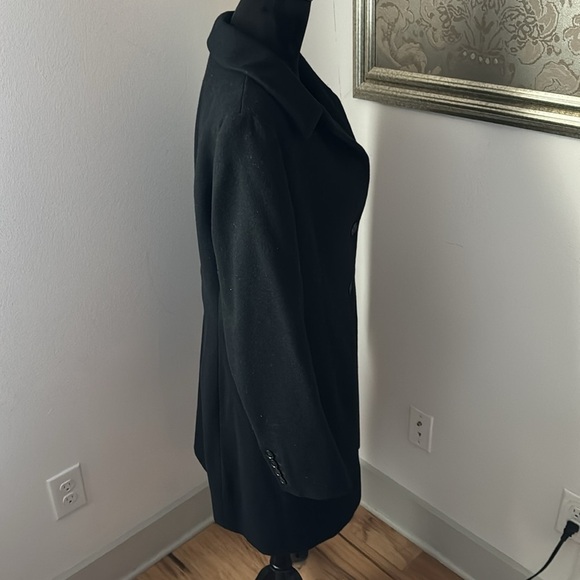 Anne Klein black wool mid coat  notch collar single front Sz M - Picture 4 of 9